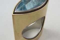 Ring Gelbgold / Weissgold 18 Karat / Aquamarin